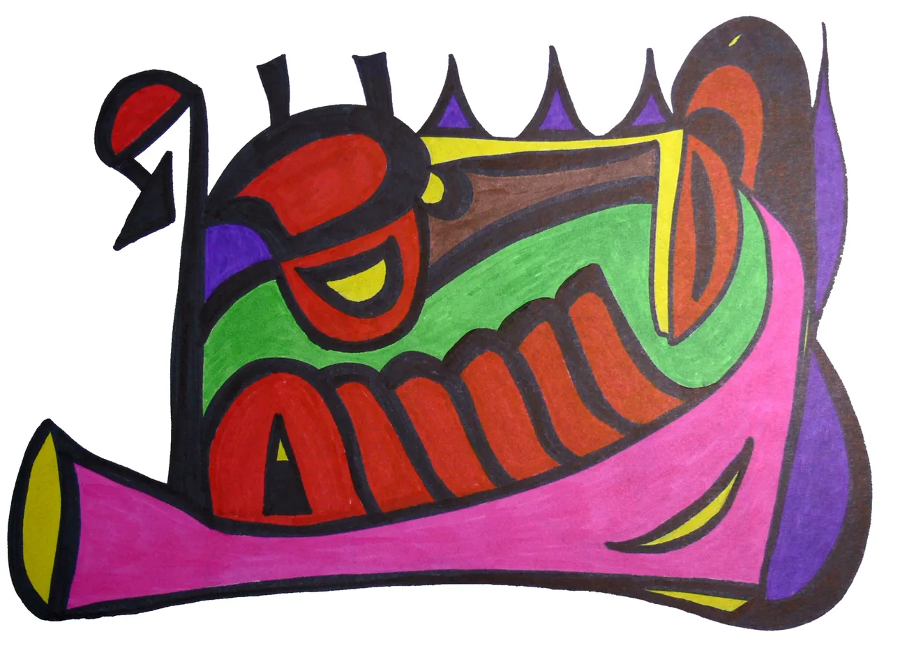 The Divine #1: Hand-drawn ink and marker artwork of bold red, pink, green and purple organic shapes outlined in black