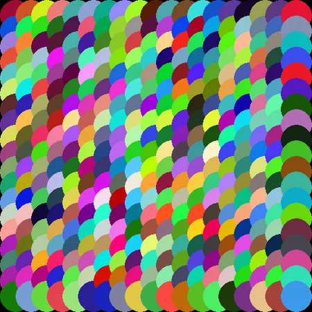 Dense overlapping multicoloured circles filling the frame