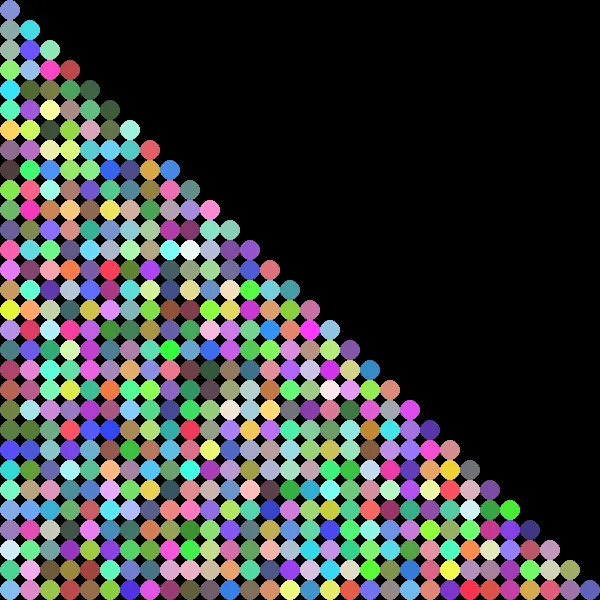 Grid of small multicoloured dots on black